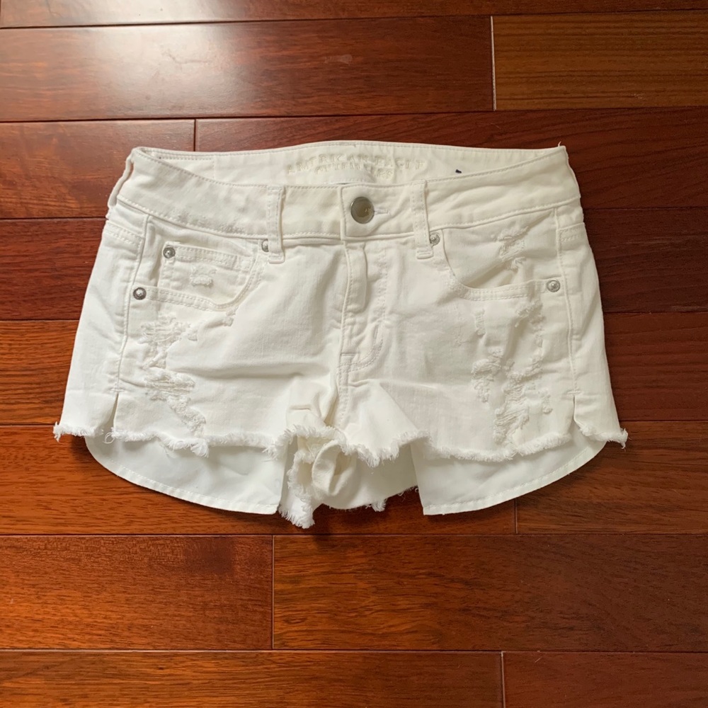 AE white jean shorts